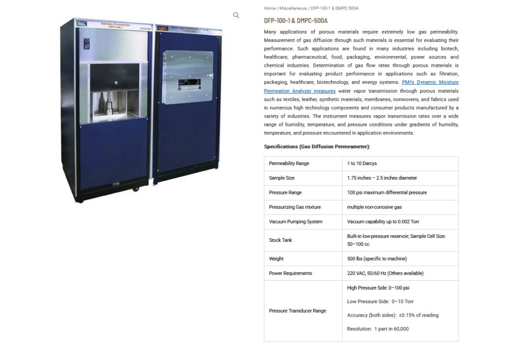 DFP-100-1 & DMPC-500A: Advanced Gas Diffusion and Moisture Permeation Analysis for Porous Materials