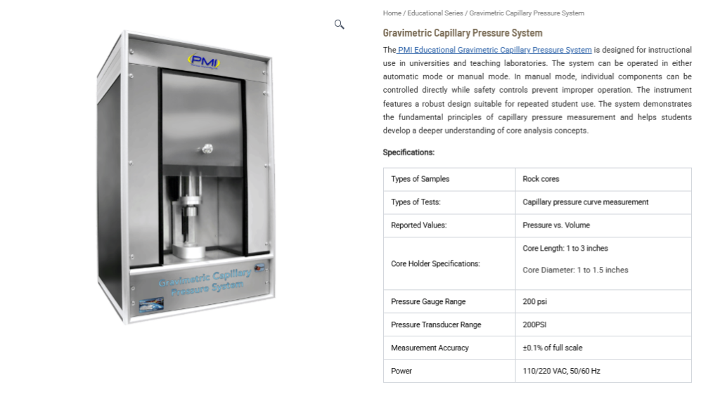 Gravimetric Capillary Pressure System