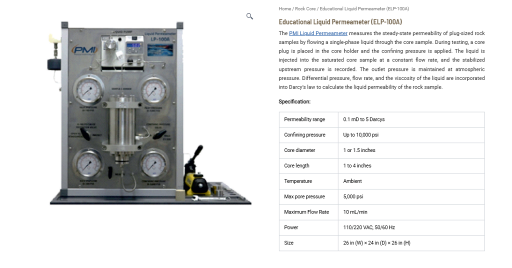 Educational Liquid Permeameter