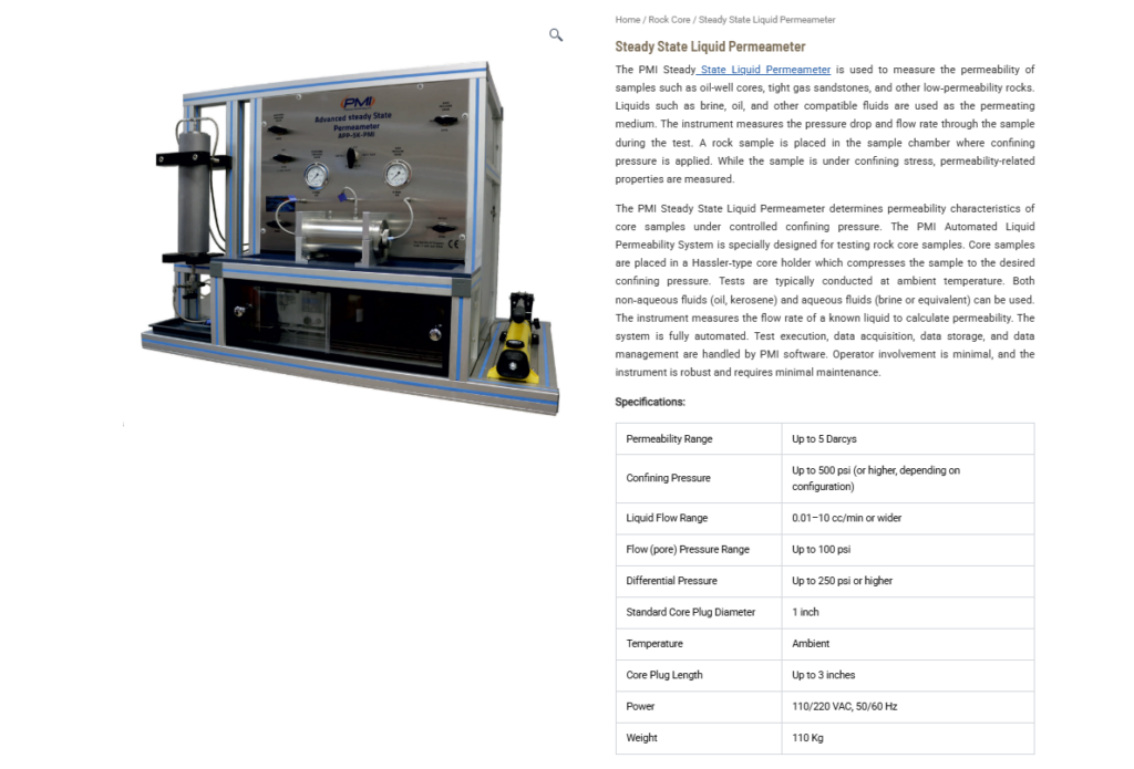 Steady State Liquid Permeameter