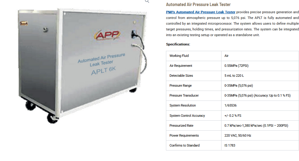 Automated Air Pressure Leak Tester