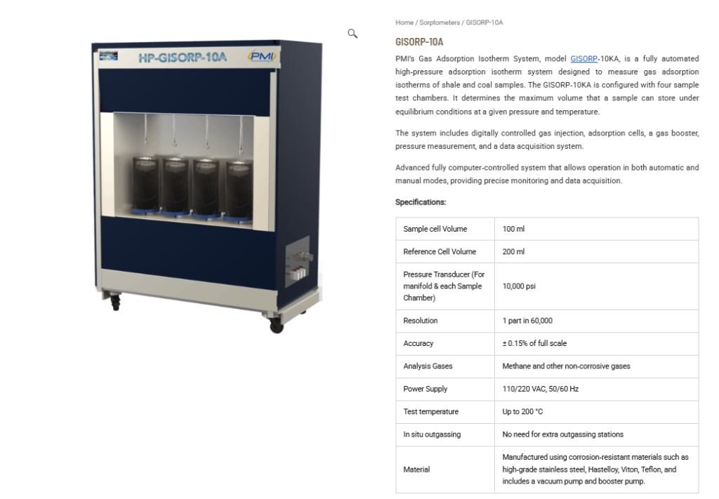 GISORP-10A High-Pressure Gas Adsorption Isotherm System