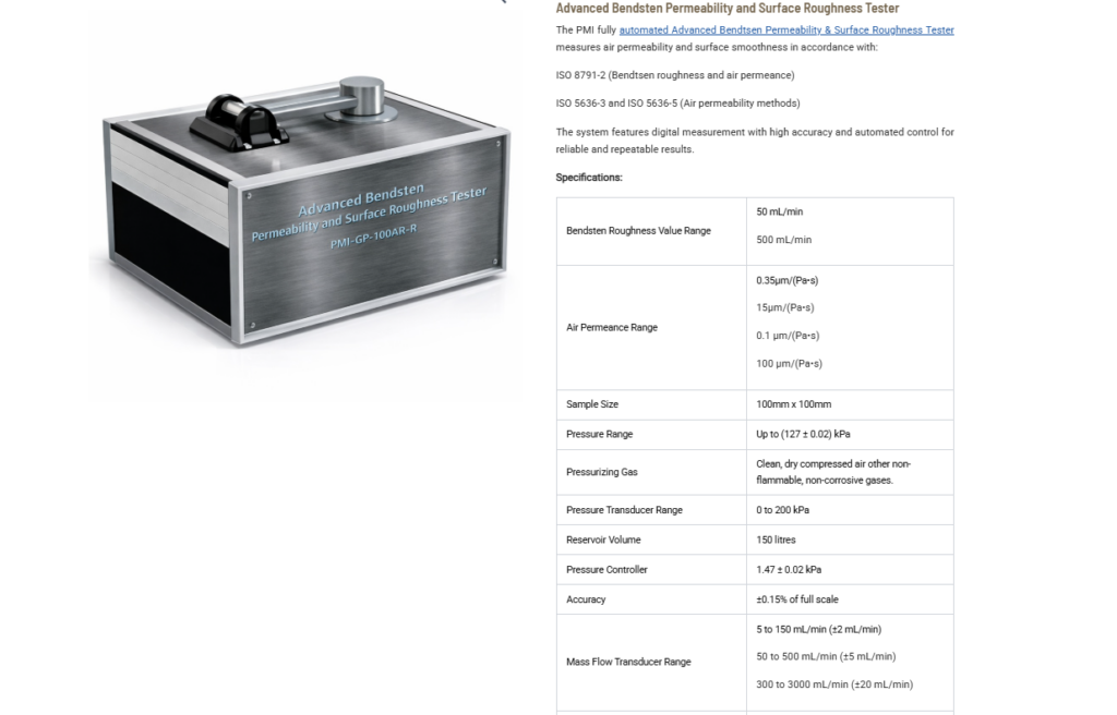 Advanced Bendtsen Permeability and Surface Roughness Tester